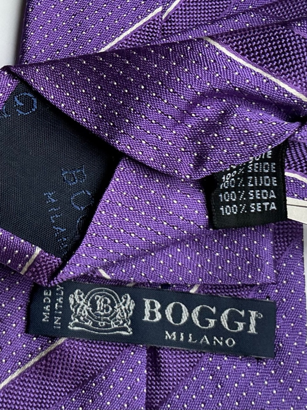 Boggi Milano purple striped recent Silk Tie.Made in Italy 🇮🇹